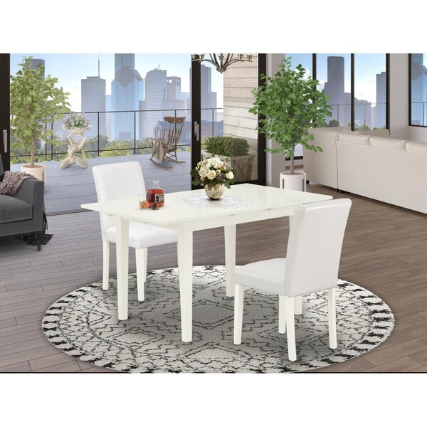 East West Furniture 3 Piece Norfolk Modern Dinette Set - Linen White NOAB3-LWH-64 - main